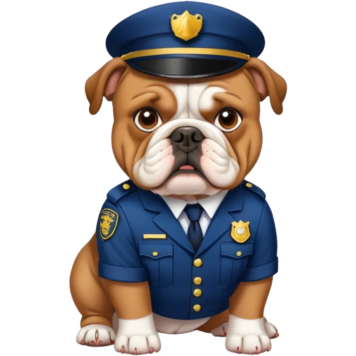 english bulldog wearing a security uniform emoji