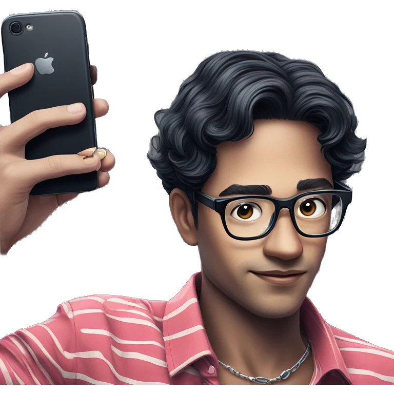 stylish boy holding cellphone portrait emoji