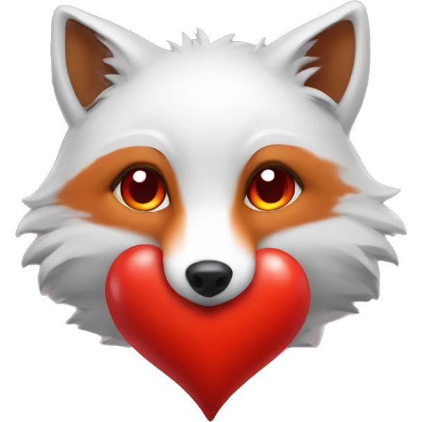 deep lush red fox face with tiny red heart instead of eyes emoji