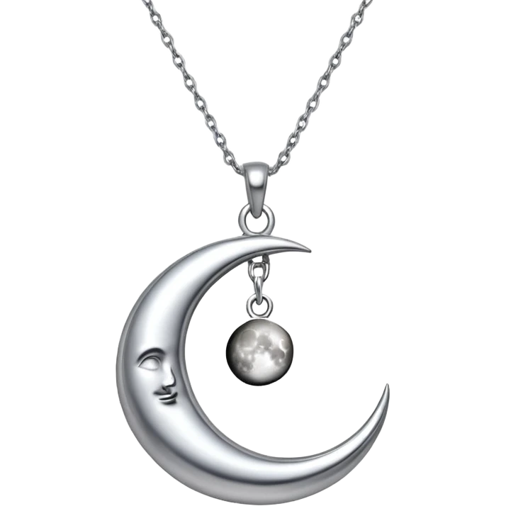 Moon charm in necklace – silver crescent moon
 emoji