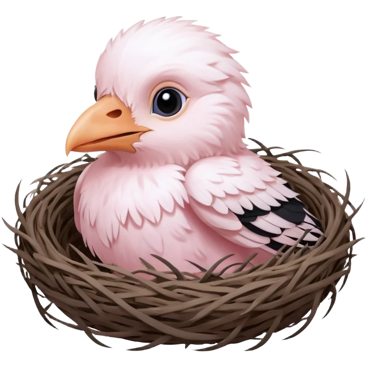 albino baby crow in nest emoji