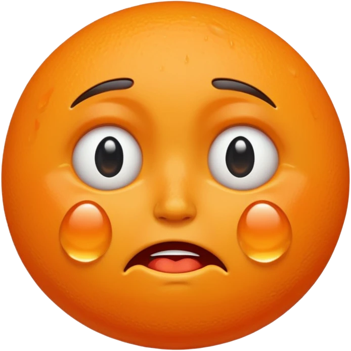 Orange with crying face emoji