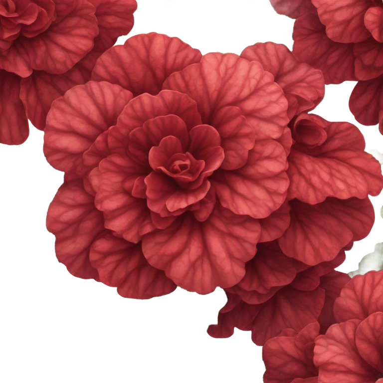 A crimson bouquet of begonias with a velvet ribbon and a feather quill
 emoji