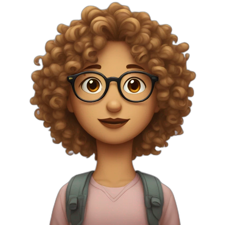 curly girl with glasses kiss a boy without glasses with dark hair emoji