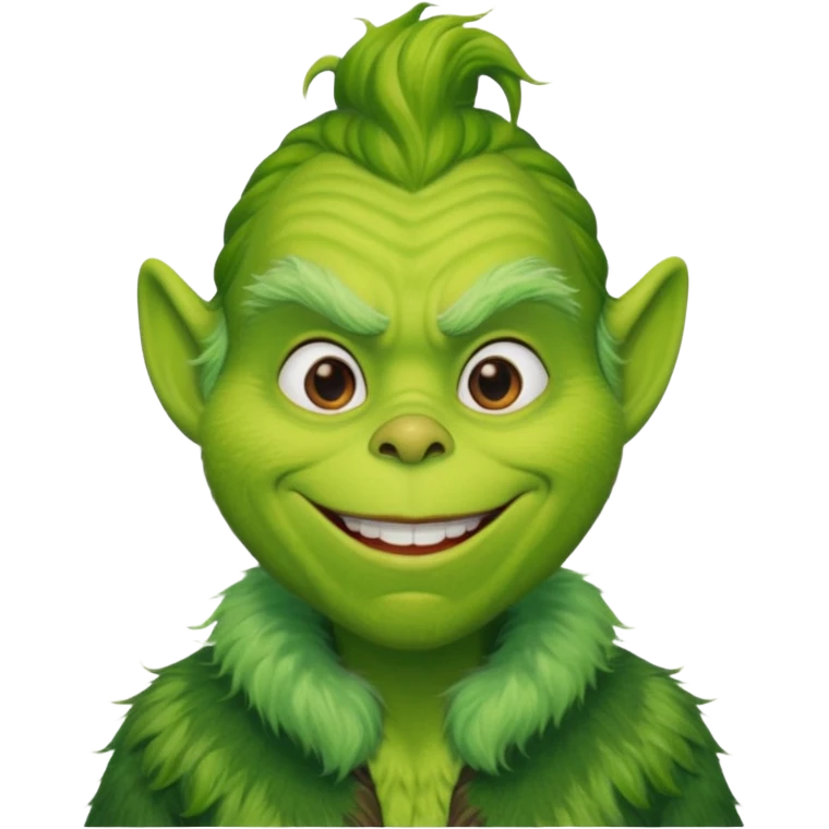 Grinch in green fur coat emoji