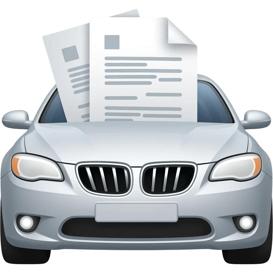 A car and a single document are overlapping. emoji