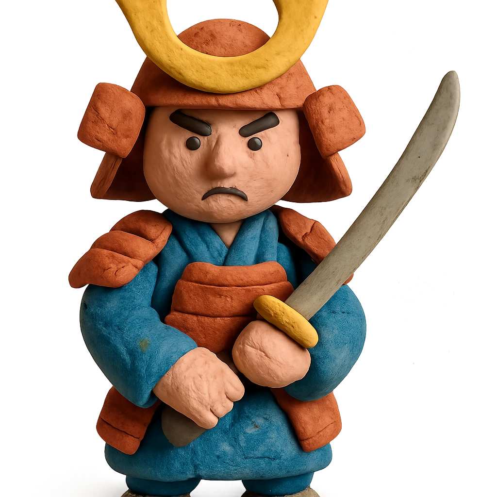 claymation style Japanese samurai warrior emoji