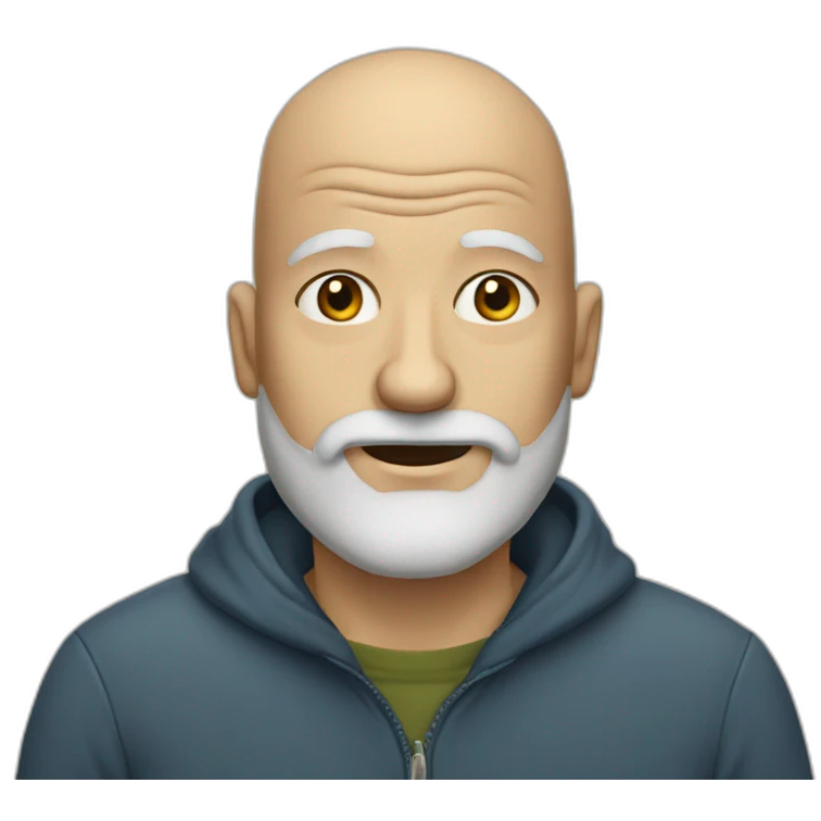 old bald man with curly beard emoji