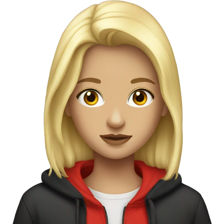 a blonde girl with an albanian hoodie  emoji