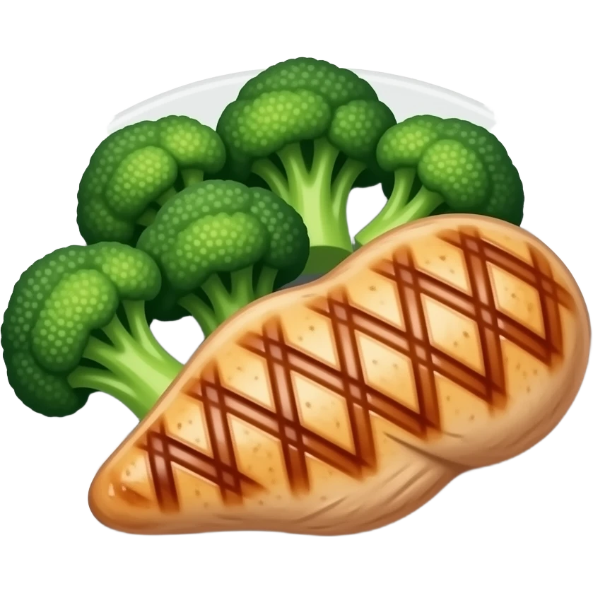 grilled chicken breast and broccoli on plate emoji