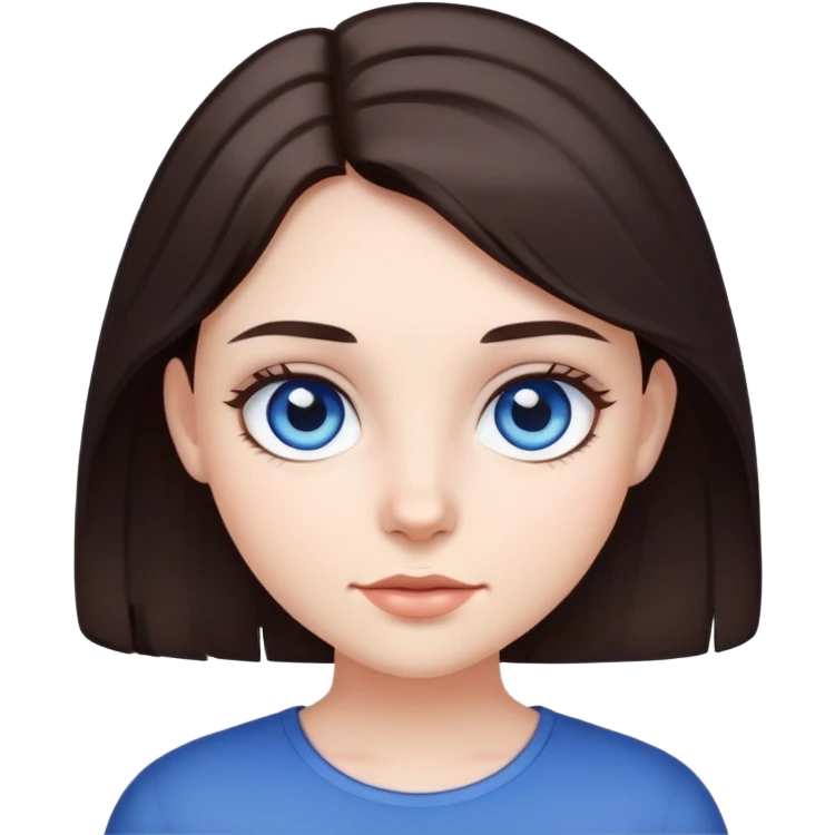 A girl with dark brown hair and dark blue eyes emoji