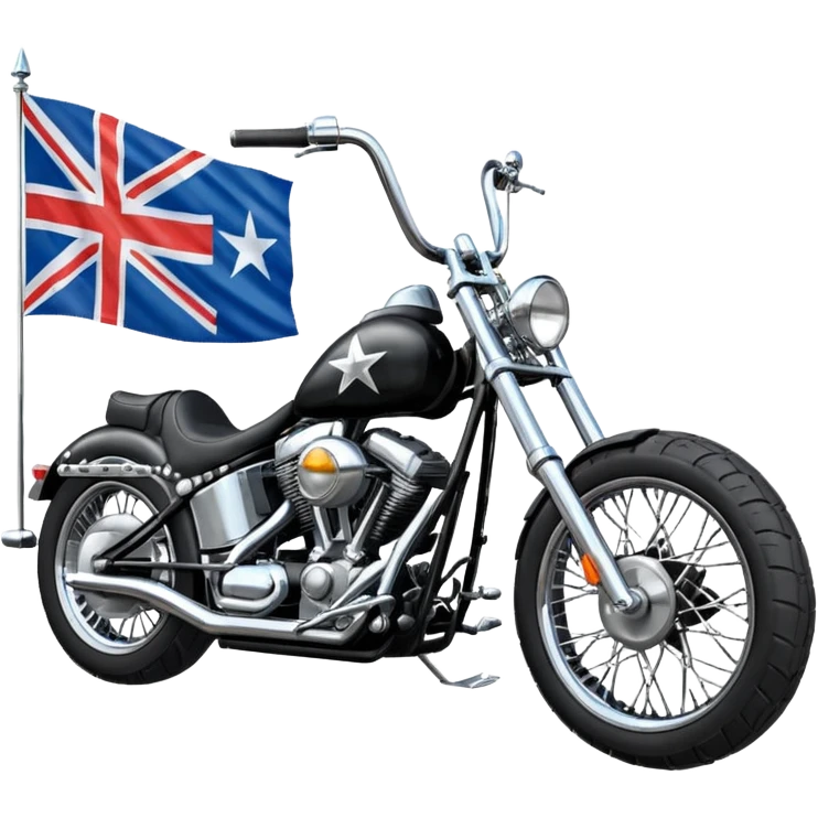 easy rider chopper motorcycle with southern cross flag on tank.  facing towards the left emoji