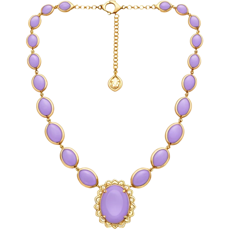 Realistic, isolated, lavender jade, gold necklace emoji