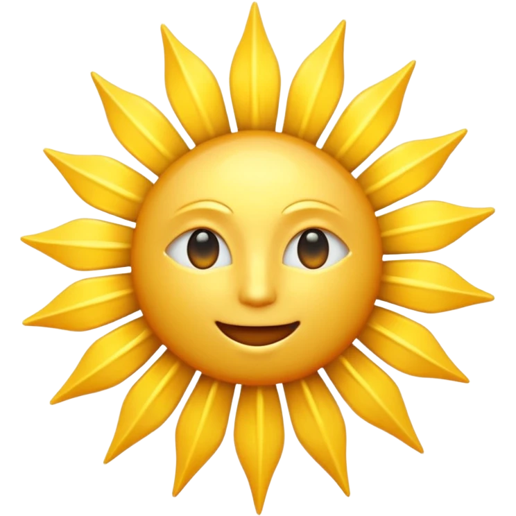 A radiant golden sun, with long, bright rays surrounding it, an intense yellow center, detailed 3D emoji style, neutral background, soft and vibrant lighting.  emoji