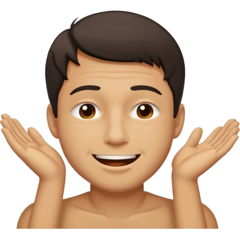 A male with closed relaxed eyes but the mouth it looks like it trying to hold in laughter emoji
