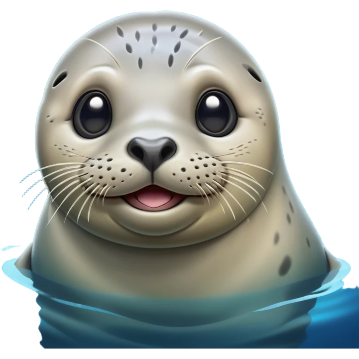 Cinematic Comical harbour seal Portrait Emoji, Head tilted dramatically with an exaggeratedly amused expression, featuring a sleek, agile body with wide, comically expressive eyes full of playful disbelief and a subtly contoured head, Simplified yet hilariously expressive features, highly detailed, glowing with a slightly sassy oceanic glow, high shine, dramatic yet playful, stylized with an air of quirky marine mischief, soft glowing outline, capturing the essence of a meme-worthy harbour seal that looks ready to side-eye its way into viral fame! emoji