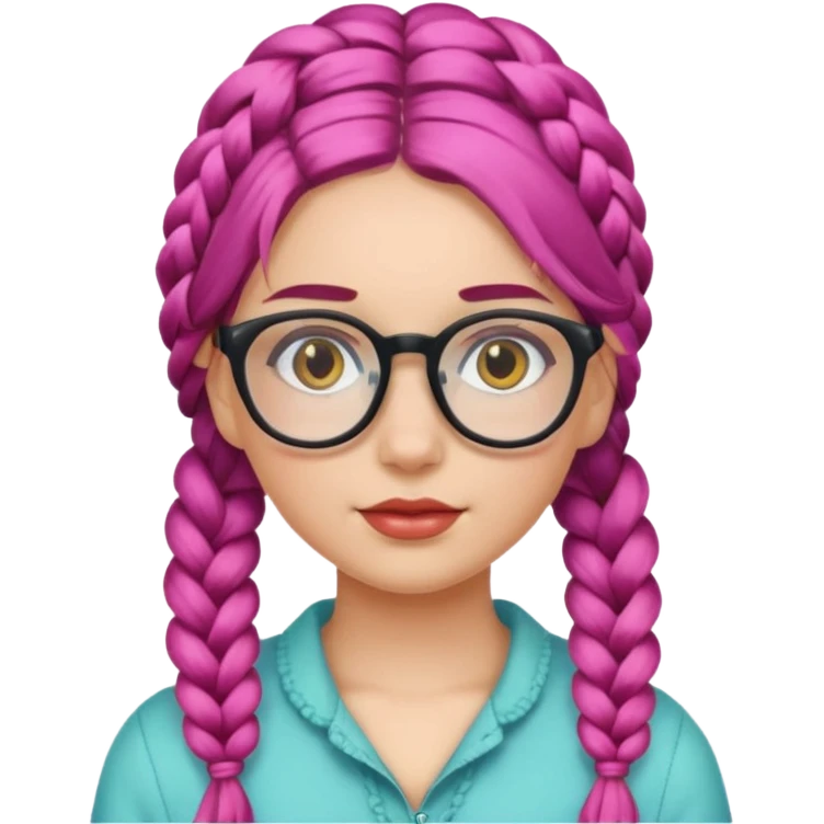 colored braided hair girl with glasses emoji