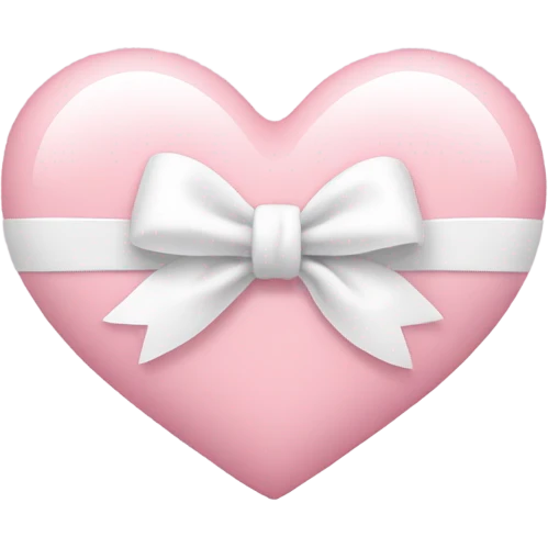 Light pink heart with a white cute little bow on it emoji