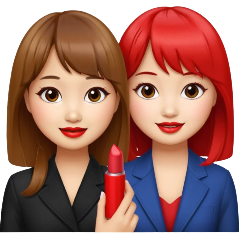 Brenda Song and Debby Ryan (straight bangs) smiling emoji