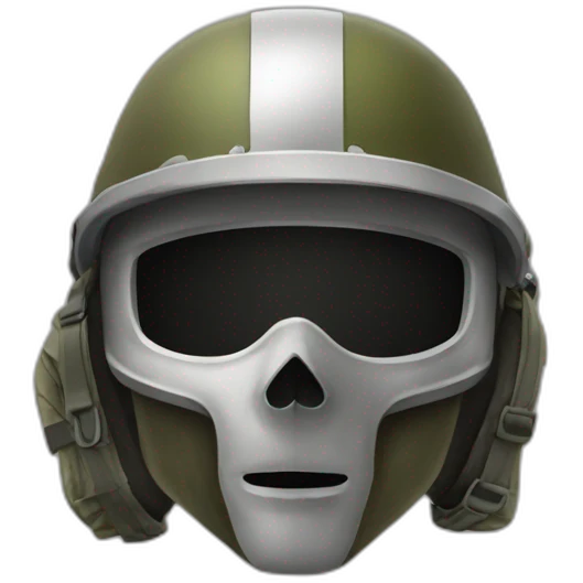 Masque squelette et casque militaire sérieux emoji