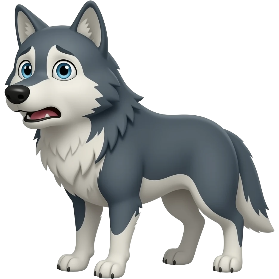 lobo asustado animado pero depien emoji
