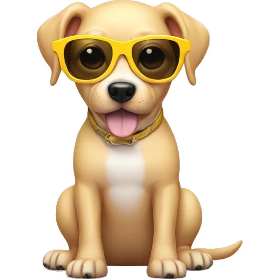 Light pink dog with yellow sunglasses emoji