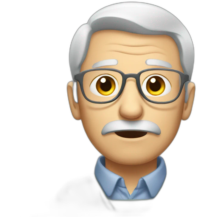 Grey hair old guy wear glass is very sad emoji