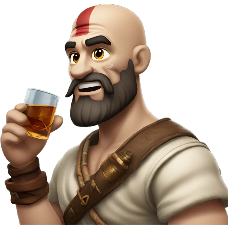 kratos drinking whiskey and smoking a cigar emoji