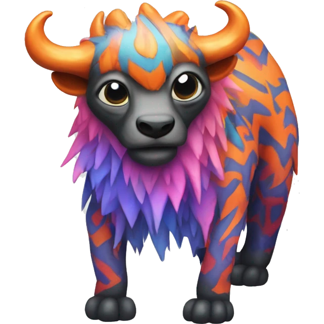 a colorful edgy vernid-fionbri-animal-creature with splash patterns full body emoji