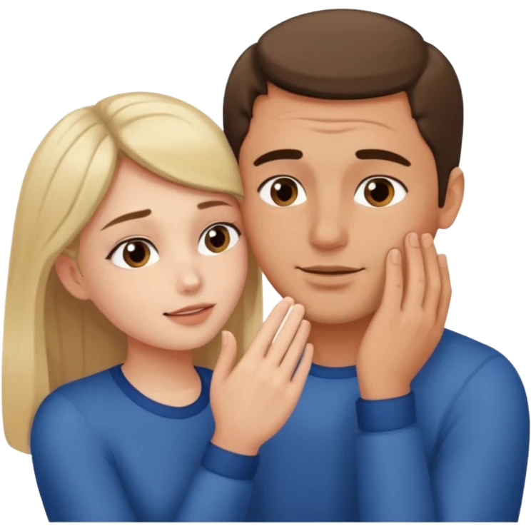Girl touching his face with both hand, and smoothly rubbing the face emoji