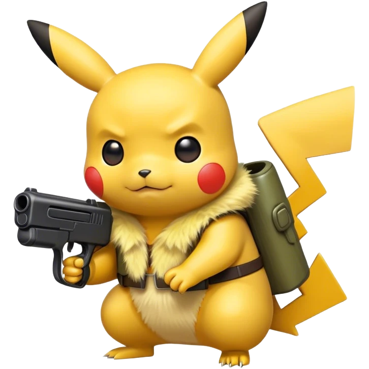 Pikachu holding a black toy gun side view  emoji