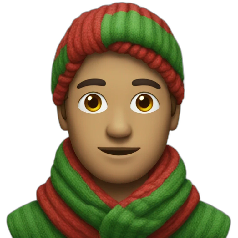 man in scarf red-green stripe emoji