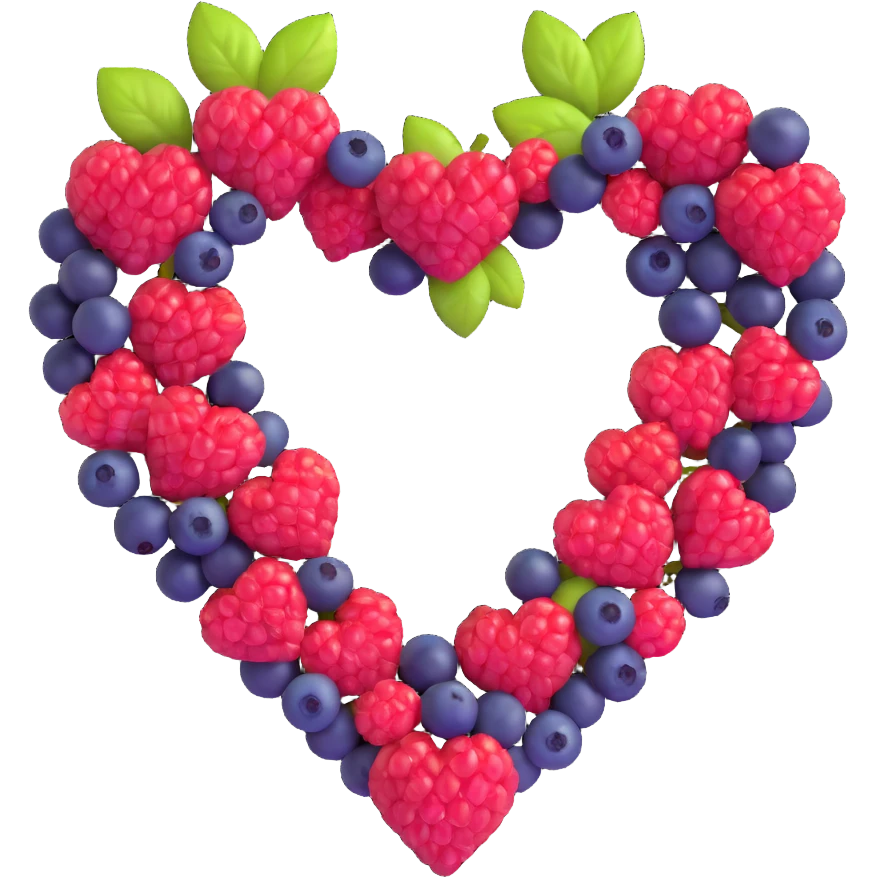 heart shape made out of berries emoji