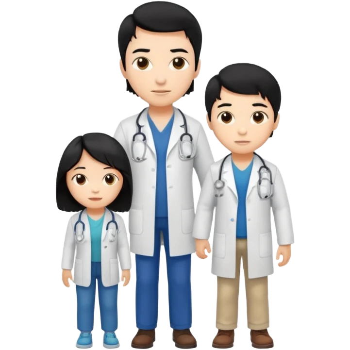 doctor black hair with a kid with casual clothes emoji