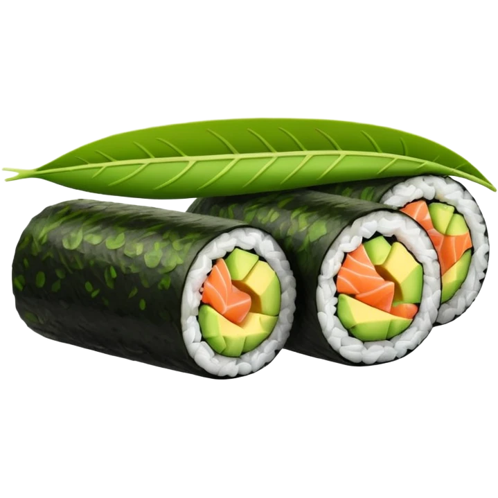 ["Salmon and avocado sushi roll wrapped in seaweed."] emoji