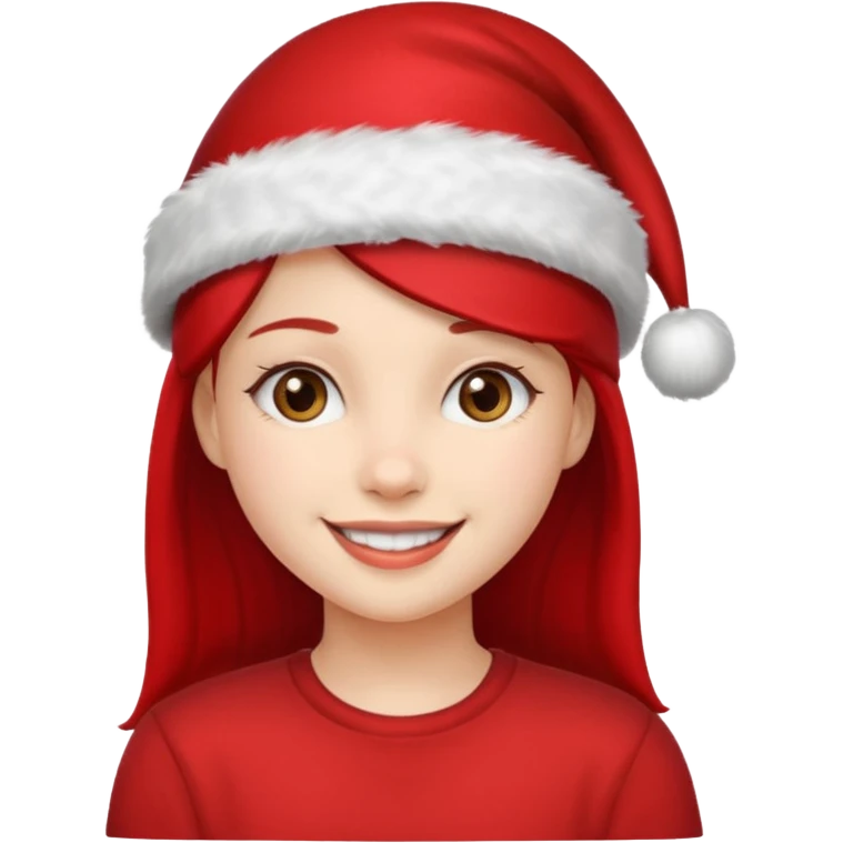 girl with red xmas hat emoji