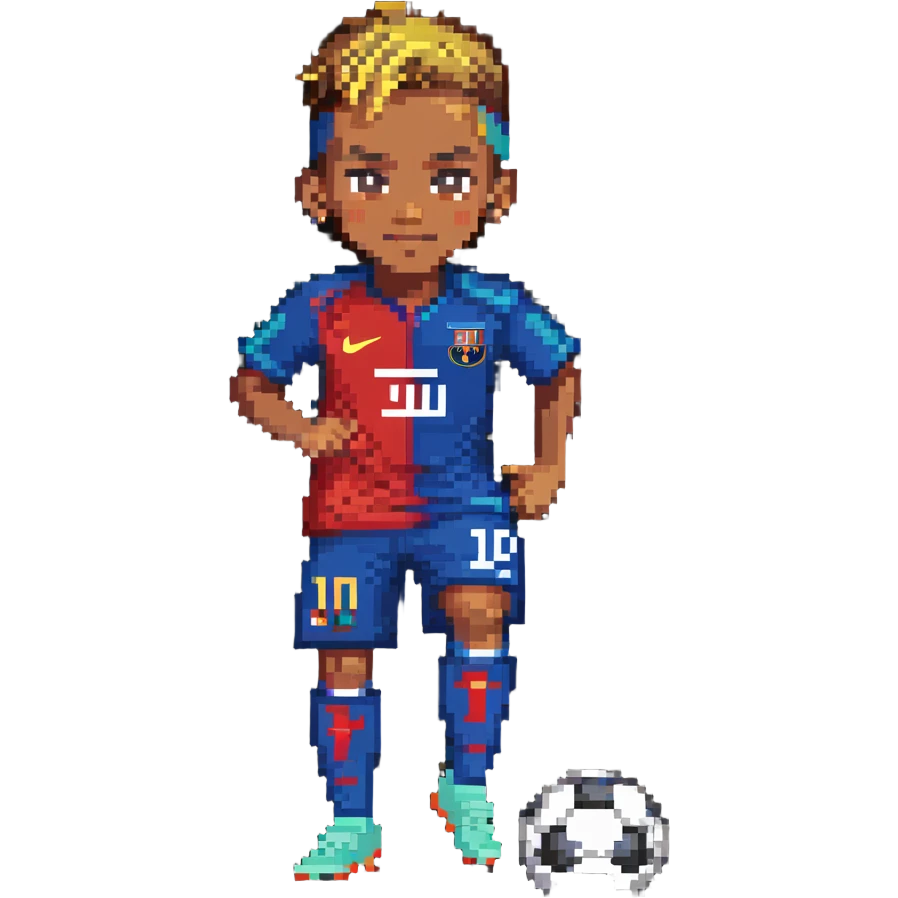 Neymar Jr, Brazilian soccer player with distinctive hairstyle, wearing soccer jersey, in action pose emoji