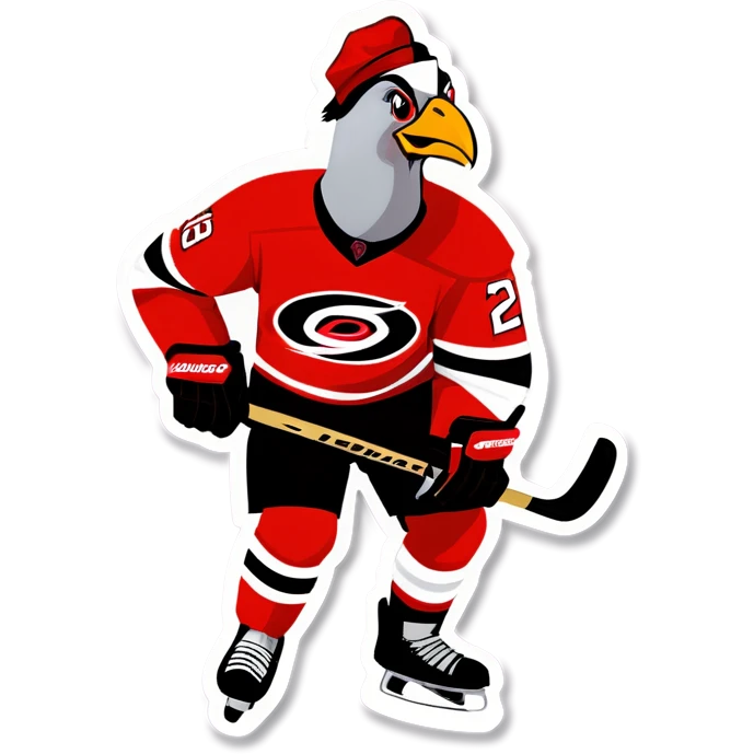 Pigeon playing hockey for the Carolina hurricanes emoji