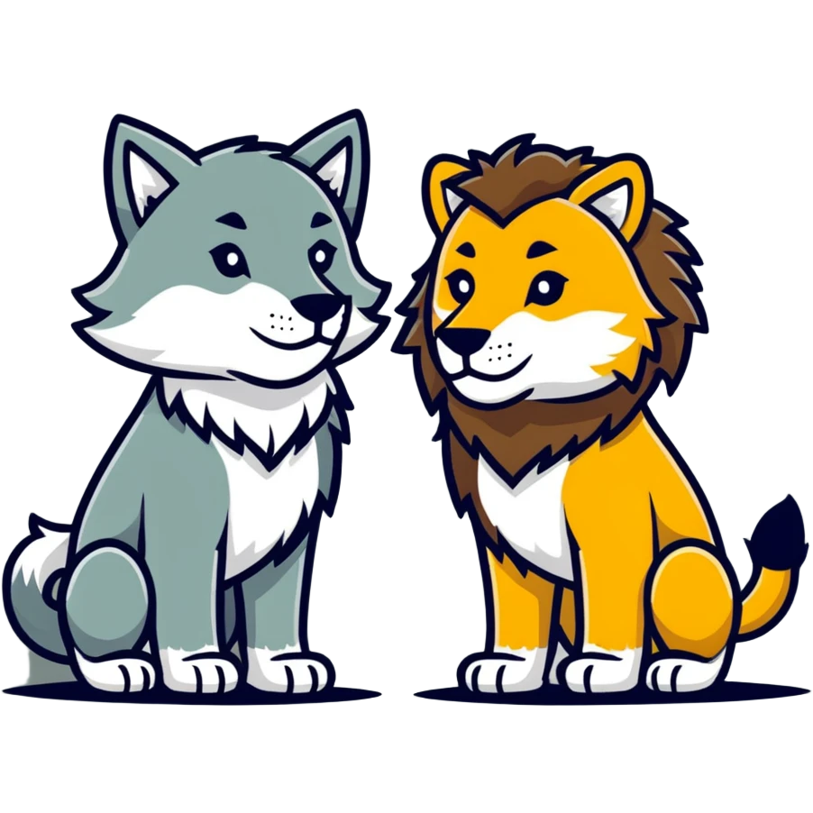 Wolf and lion  emoji