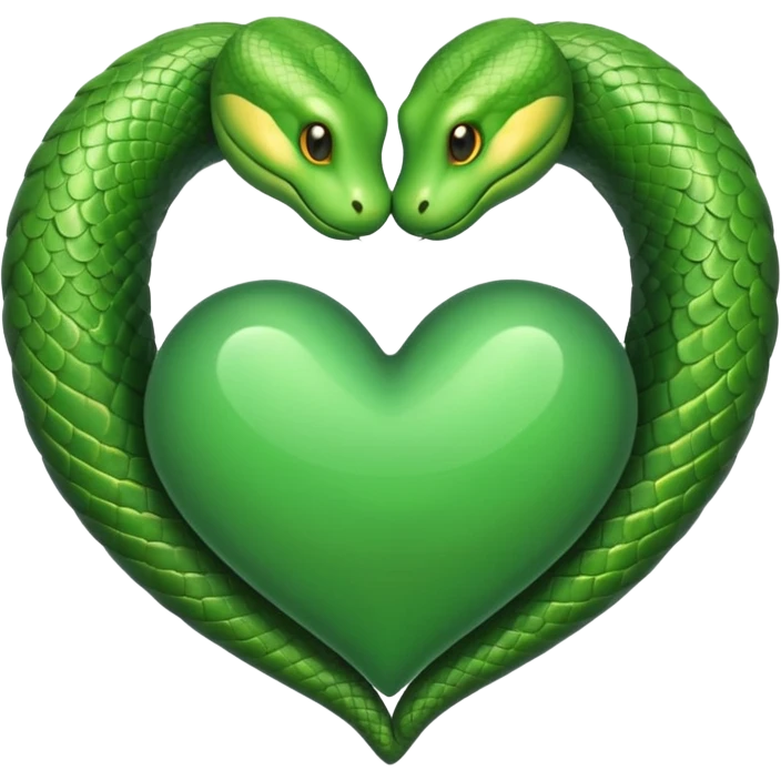 A green heart surrounded by a snake emoji