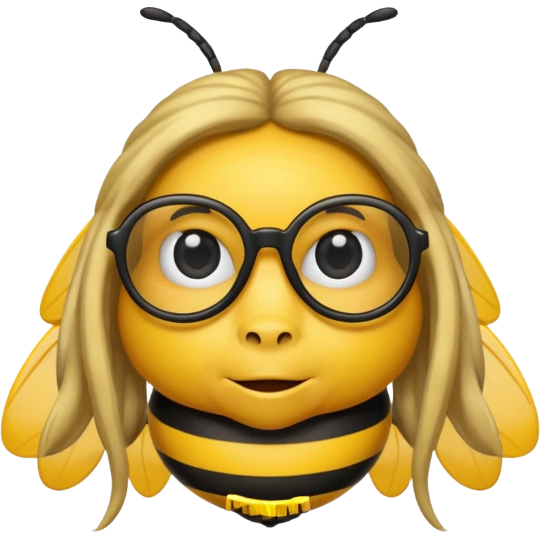 long hair bee with glasses emoji