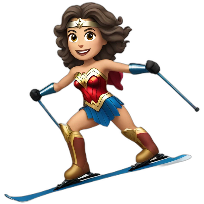 Wonder woman qui fait du ski alpin emoji