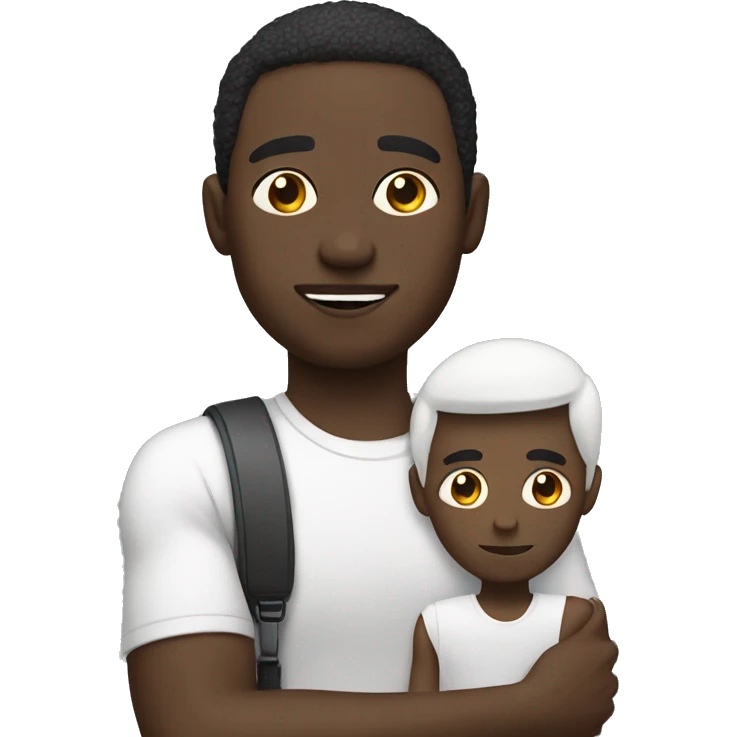 black man with a tiny skiny white man sitting on his shoulder emoji