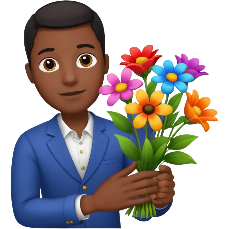 Black Male hand give a bogue of flowers emoji