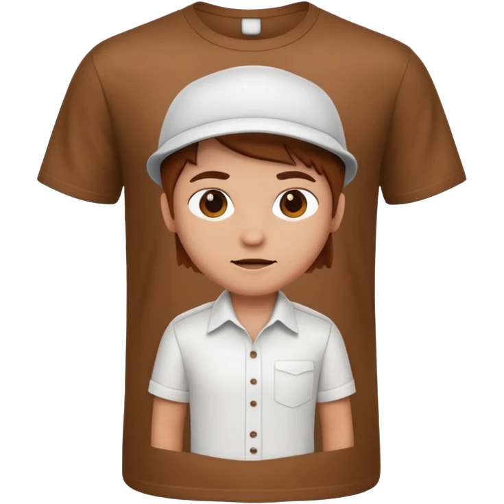 A 3D cartoon white shirt with a brown soil stain in the center, smooth fabric texture, bright lighting, realistic Memoji-style look. emoji