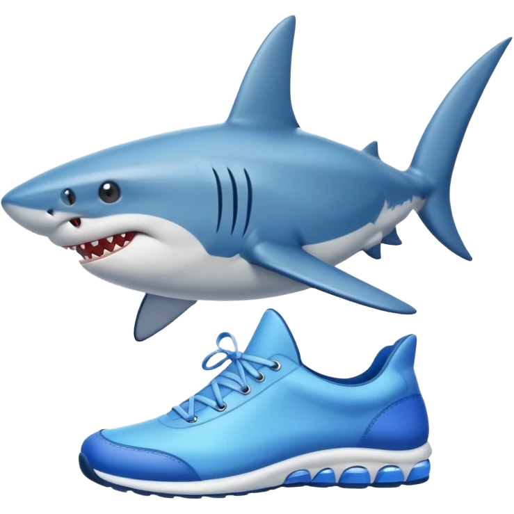 Shark with legs wearing blue shoes emoji