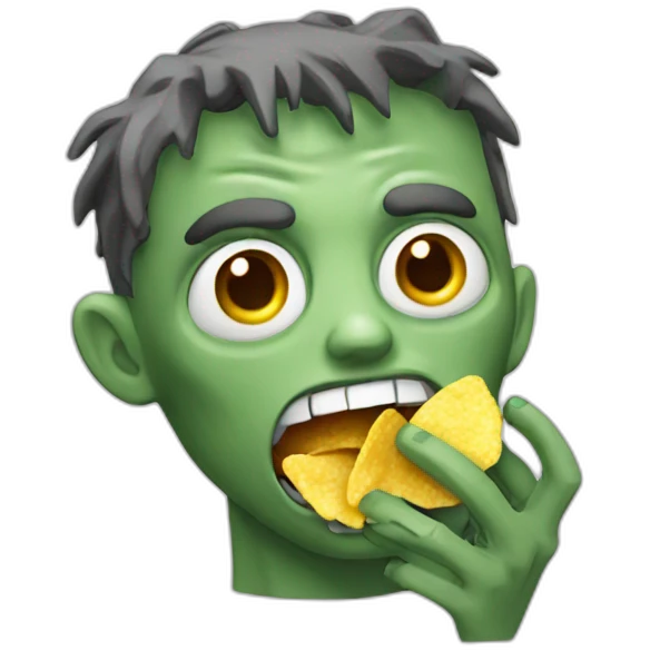zombie eating chips emoji