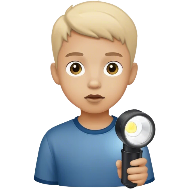 curios boy with flashlight emoji