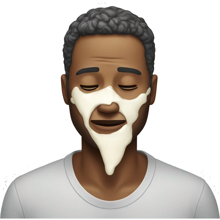 Man in pain with cream on his face emoji