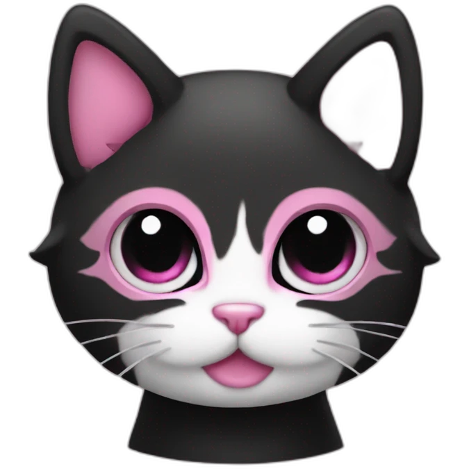 emo cat black pink emoji